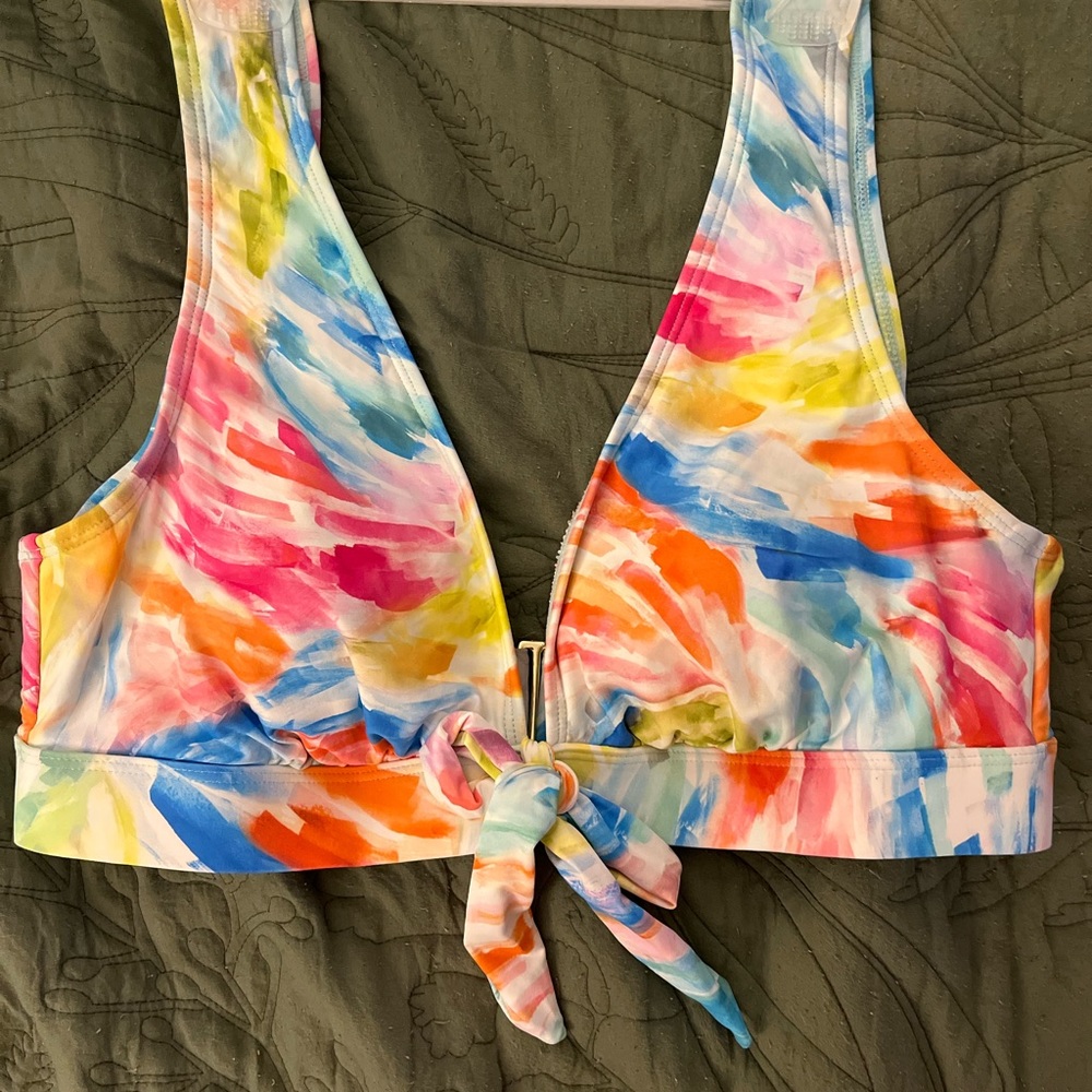 🎆 4 For $25 🎆Xhilaration Watercolor Colorful Bikini Top Wide Strap Top